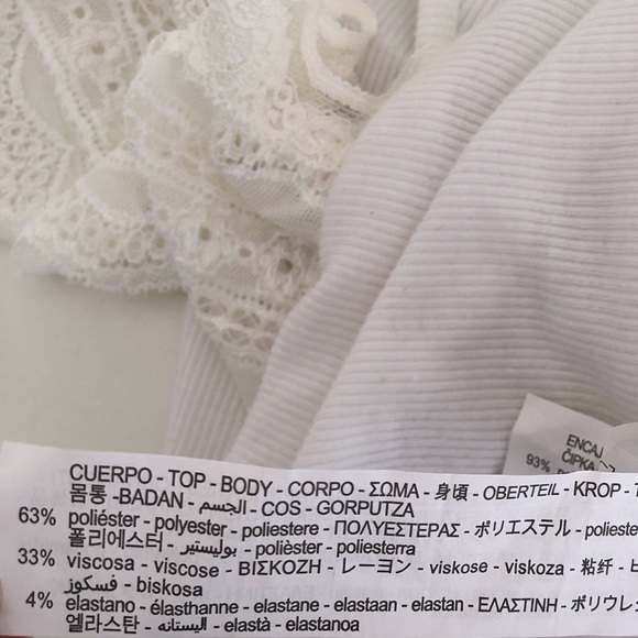 🎀 5/$25 Zara white lace trim rib knit top sz S - Picture 8 of 12